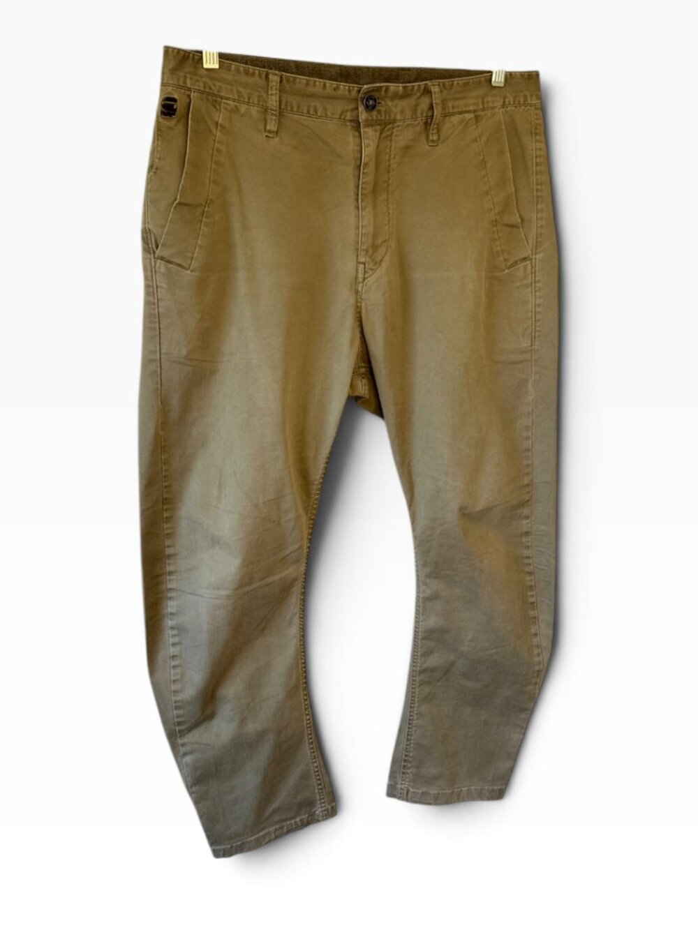 G-Star RAW Bronson Tapered Chino Pants Mens 4 Pockets 3D Curved Leg Tan 32 x 30